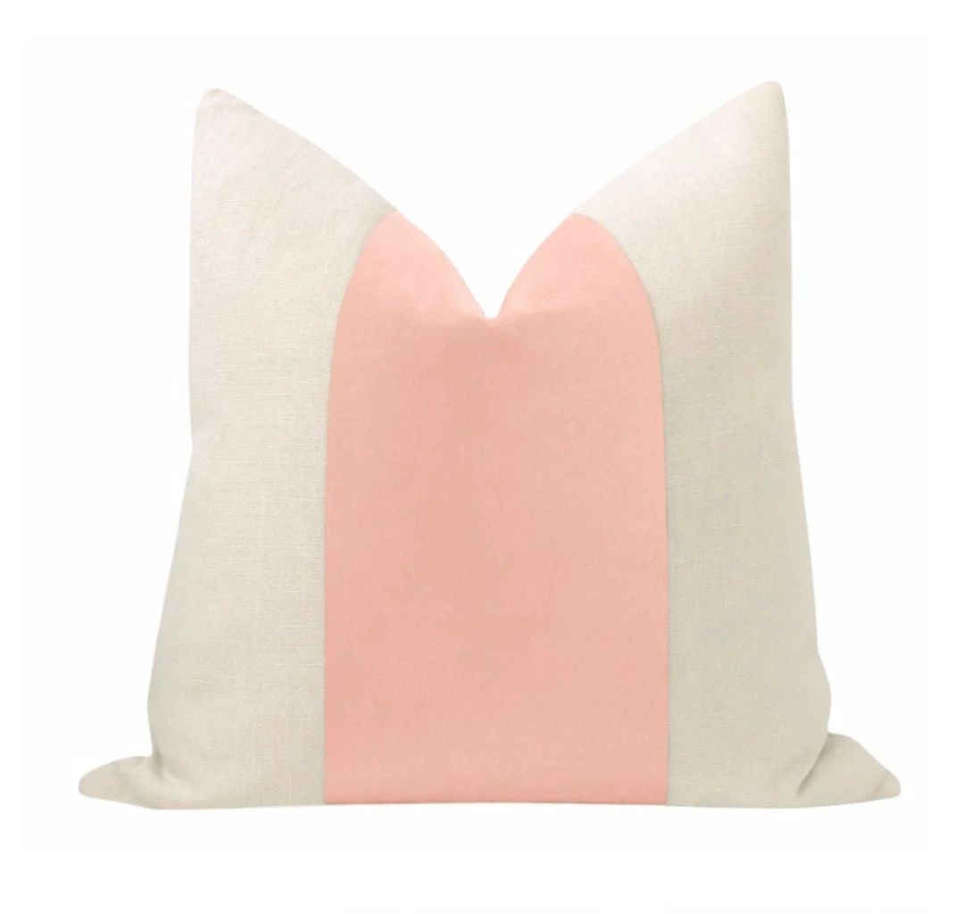 Panel : Studio Velvet // Pink Peony COVER ONLY Velvet Stripe Cotton Velvet Pillow Linen Pink Velv... | Etsy (US)