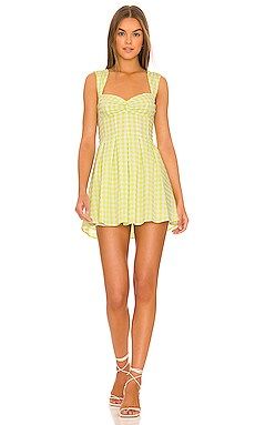 For Love & Lemons August Mini Dress in Green from Revolve.com | Revolve Clothing (Global)