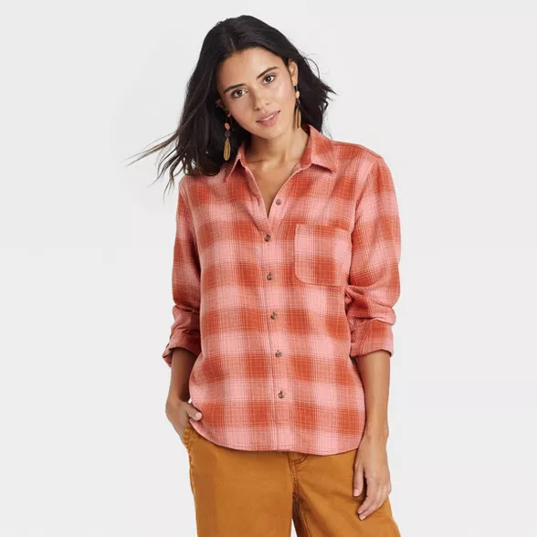 Women's Long Sleeve Flannel Button-Down Shirt - Universal Thread™ Plaid | Target