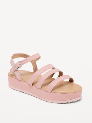 Twill Strappy Platform Sandals for Girls | Old Navy (US)