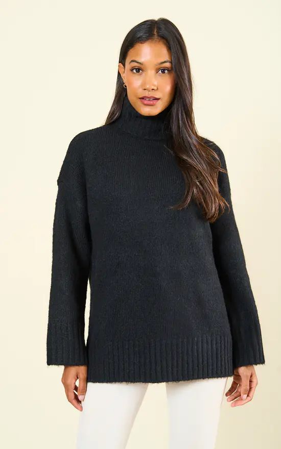 Long Sleeve Roll Neck Jumper In Black | Pieces | SilkFred | SilkFred