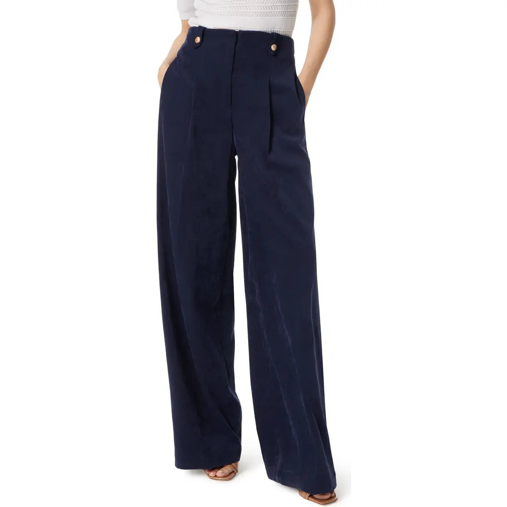 Sam Edelman Lorelai Pleated Wide Leg Pants in Navy at Nordstrom, Size 2 | Nordstrom