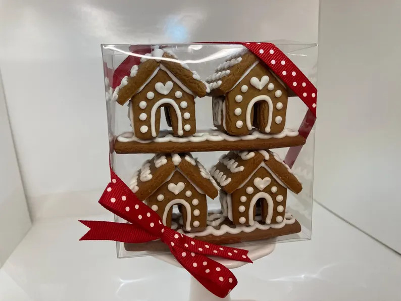 Mini Gingerbread House Cookie mug huggers, Christmas coffee mug toppers, real miniature gingerbre... | Etsy (US)
