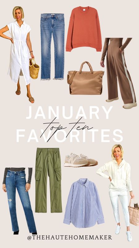 Top Ten January Favorites - Amazon Sweat Set - Target Weekender Bag - H&M - Walmart Jeans - Old Navy Dress - Madewell Jeans - Athleta Pants 

#LTKstyletip #LTKFind #LTKunder100