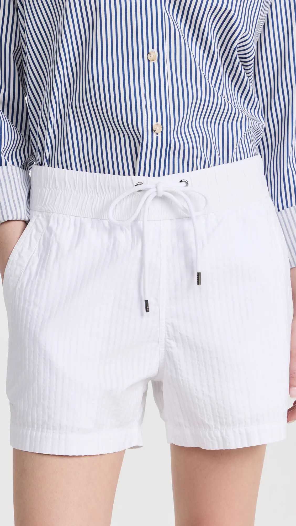 James Perse Self Stripe Cotton Shorts | Shopbop | Shopbop