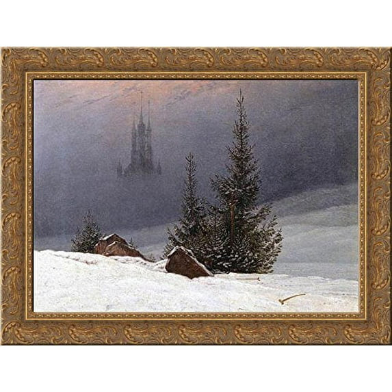 FrameToWall Winter Landscape with Church 24x20 Gold Ornate Wood Framed Canvas Art by Friedrich, C... | Walmart (US)