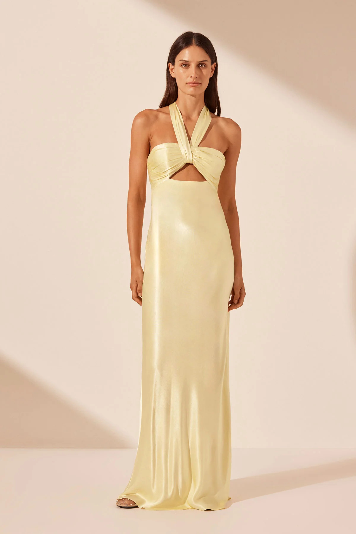 La Lune Ruched Halter Maxi Dress | Lemon | Dresses | Shona Joy | Shona Joy