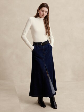 Ribbed Mock-Neck T-Shirt | Banana Republic Factory