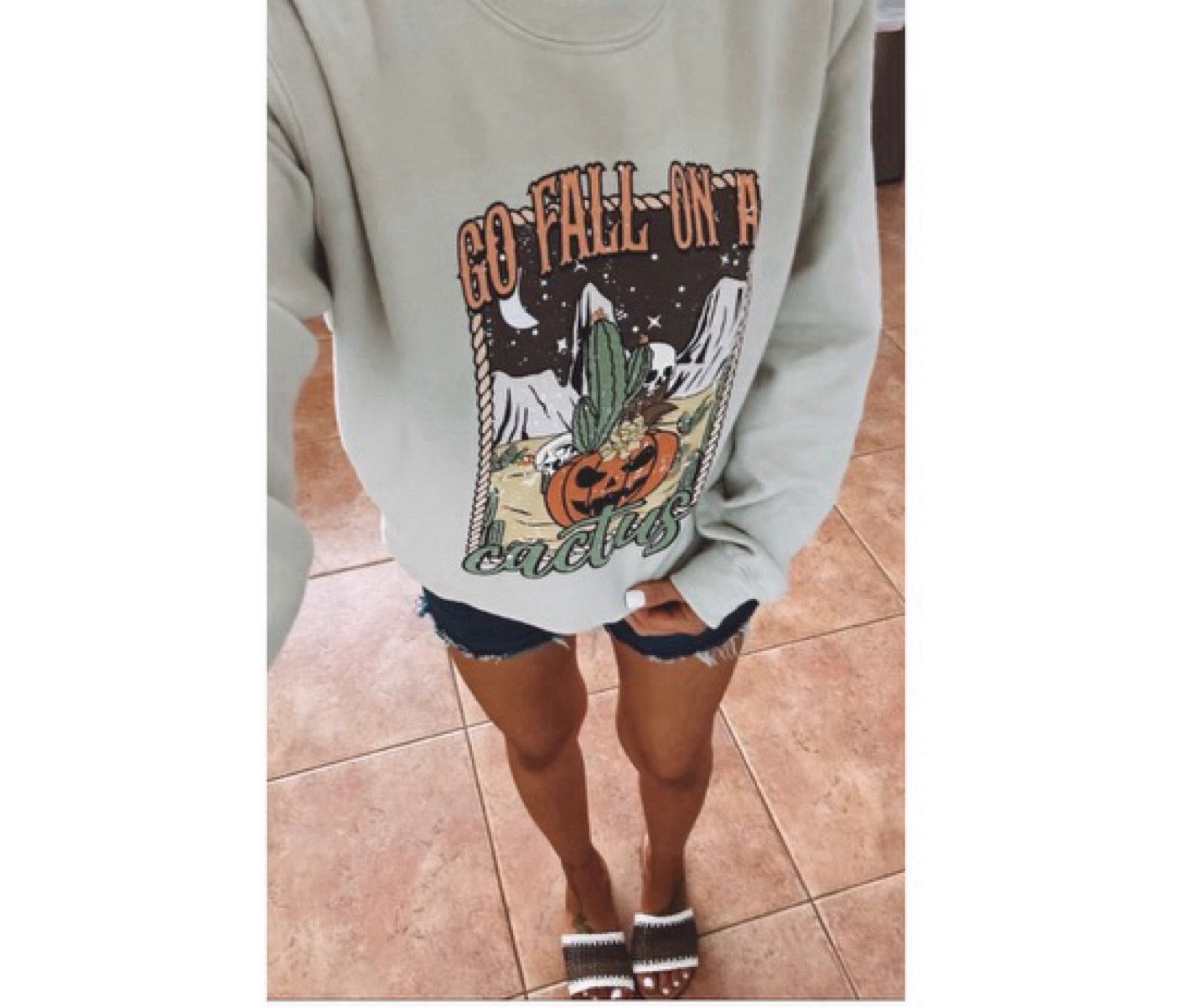 Go Fall on a Cactus fall style fall sweatshirt boho spooky season autumn cozy ootd casual ootd Halloween 2024 pumpkin cactus sweatshirt Levi’s shorts fall outfit 

#LTKFallSale #LTKHalloween #LTKSaleAlert