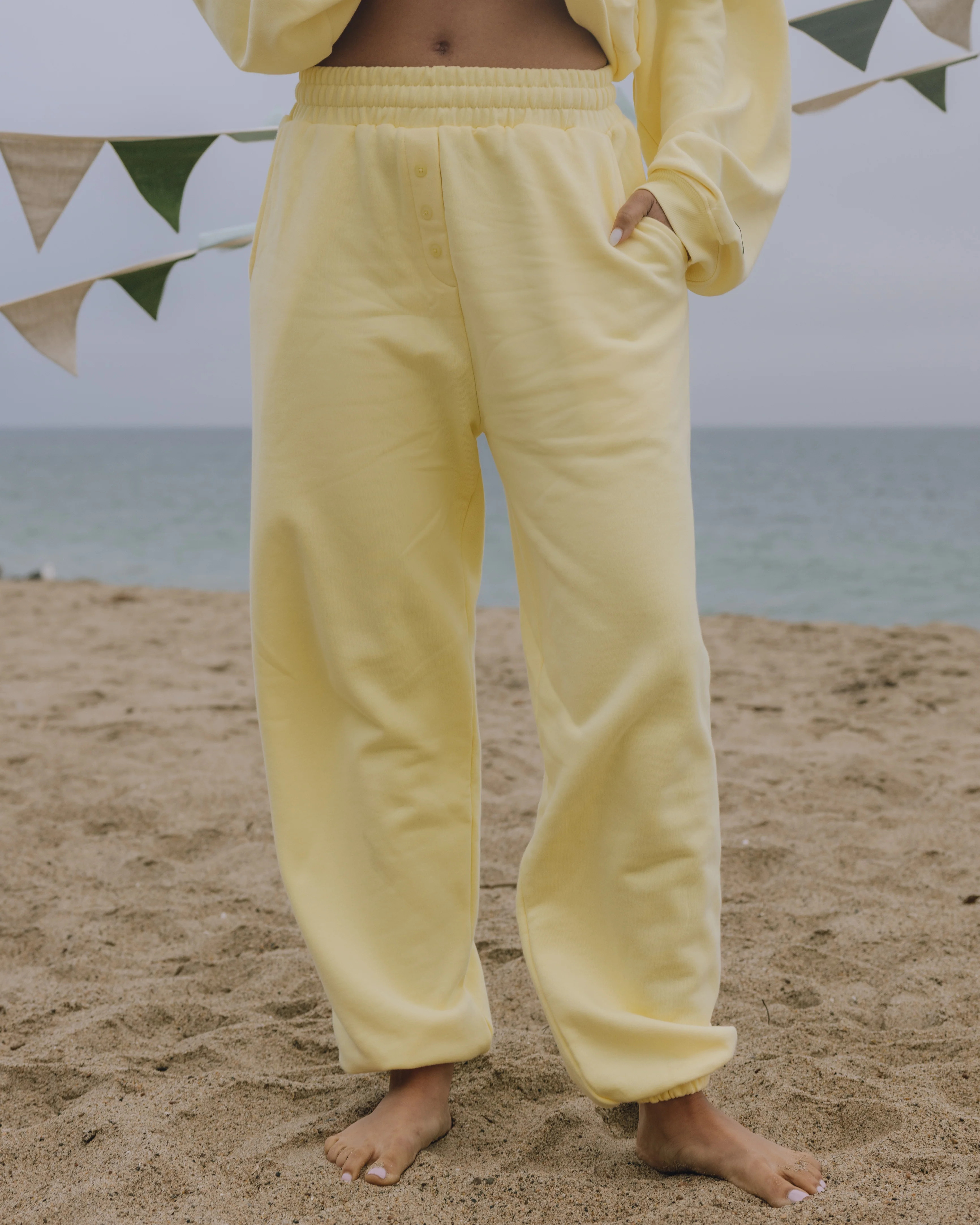 Unisex Fleece Joggers - Lemonade with Buttons | Daily Drills