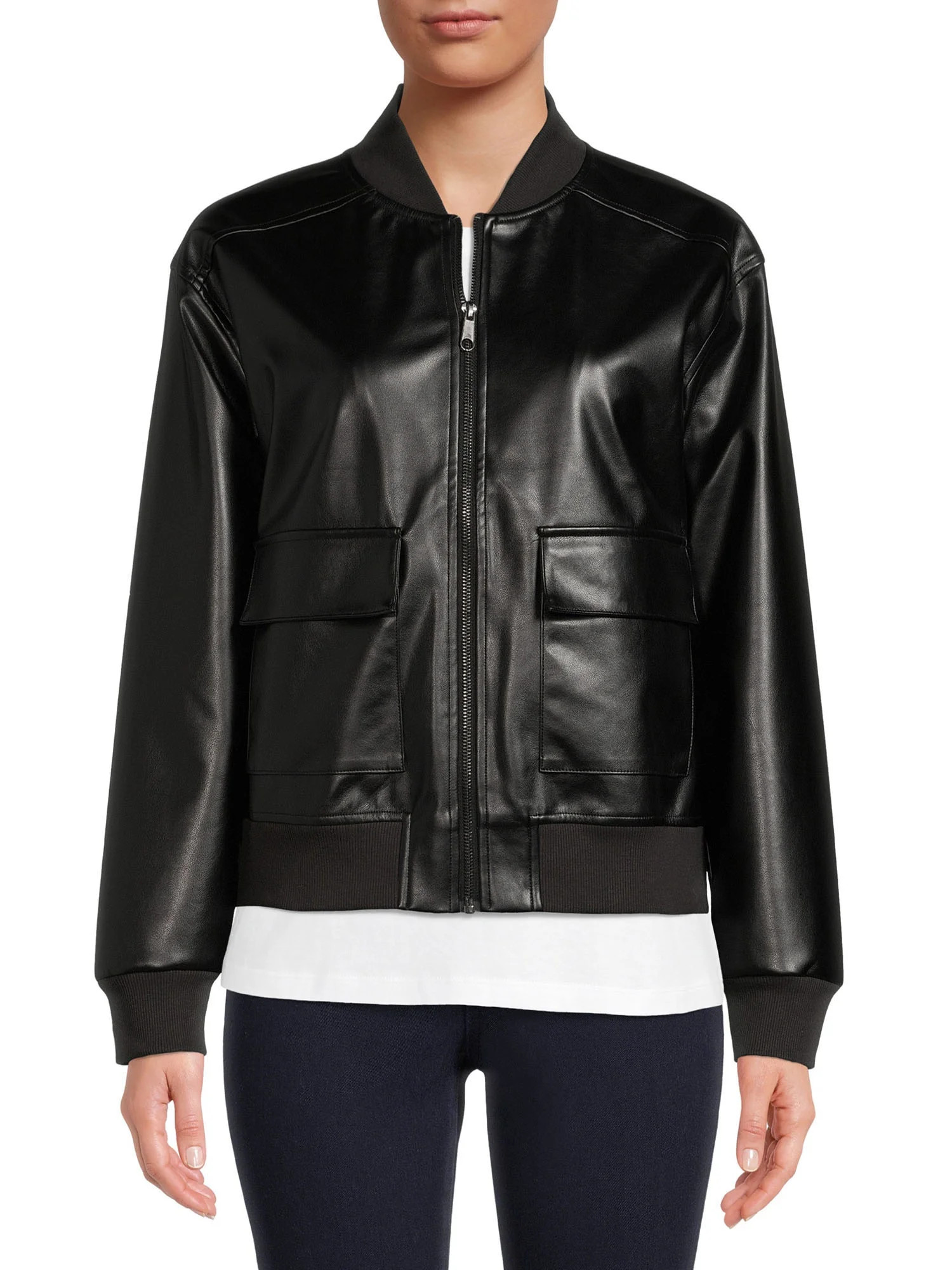 The Get Women's Vegan Leather Jacket - Walmart.com | Walmart (US)