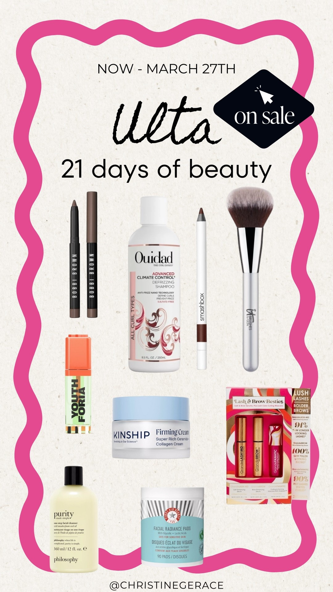 Ulta 21 days of beauty event sales !! 50% off selected items 

Ulta, beauty, makeup, haircare, christinegerace 

#LTKFindsUnder50 #LTKBeauty #LTKSaleAlert