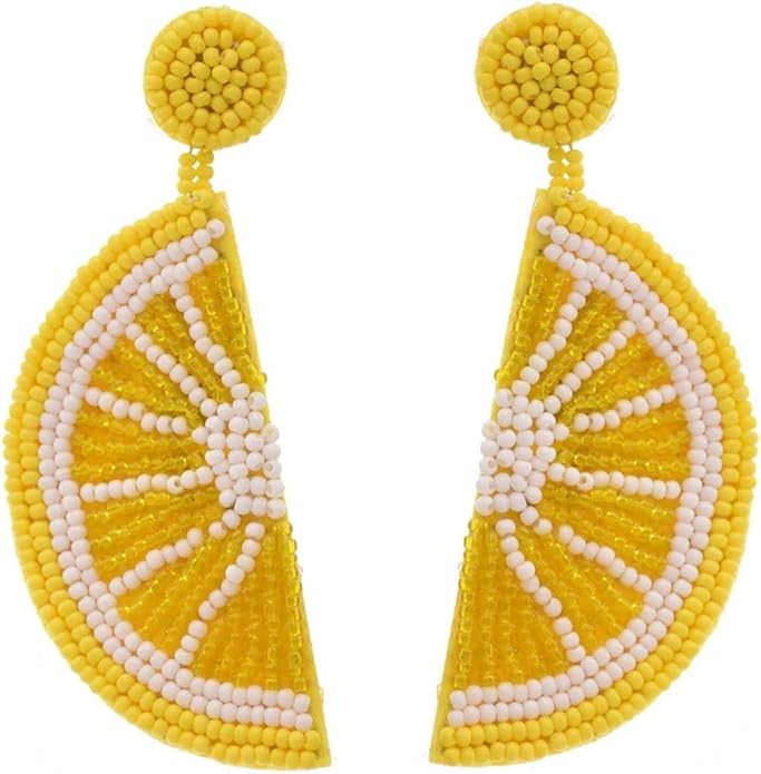 idealway Statement Dangle Fruit Earrings - Fashion Cute Pineapple Orange Watermelon Cherry Beaded... | Amazon (US)