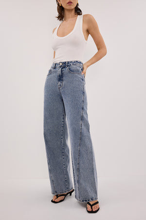 CARSON MID BLUE WIDE LEG JEAN | DISSH