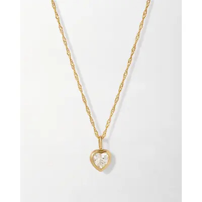 Edge of Ember Solid Gold Heart White Sapphire Necklace in Metallic Gold at Nordstrom | Nordstrom