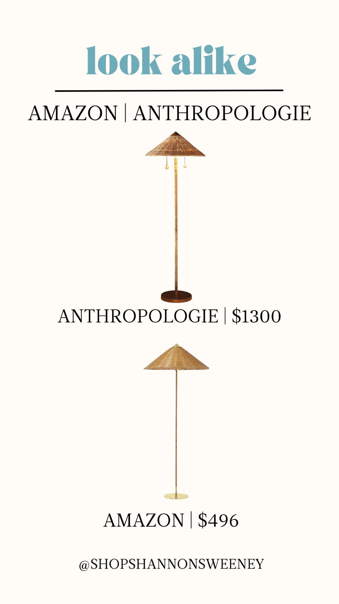 Look alike | wicker standing lamp 

#LTKU #LTKhome #LTKsalealert