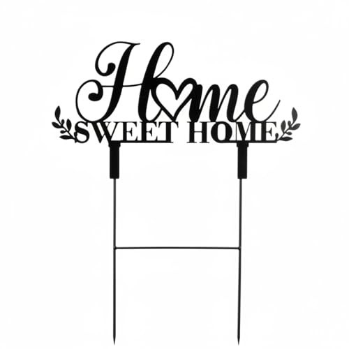 Amyhill Sweet Home Outdoor Decor Metal Garden Stakes 25 Inch Welcome Home Yard Signs Decorations Housewarming Decorative Garden Stakes Decorations for Family Welcoming Party Patio Lawn Walkway | Amazon (US)