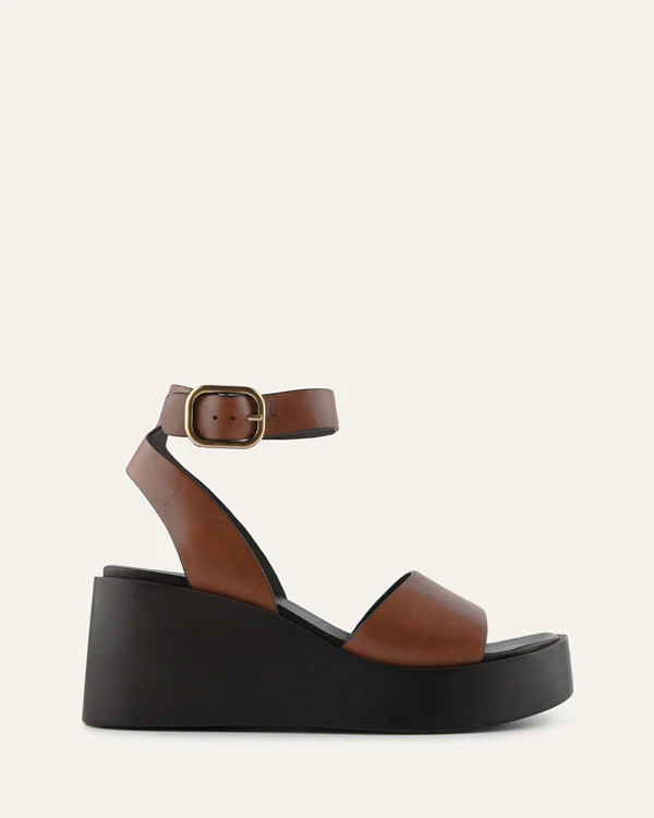 CASSIE MID WEDGE SANDALS BRANDY LEATHER | Jo Mercer (AU)
