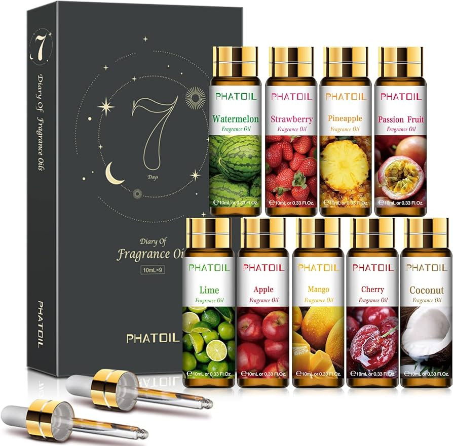 9PCS Fruity Essential Oils Gift Set, 10ml/0.33fl.oz Fragrance Oils for Soap, DIY Candle, Bath Bom... | Amazon (US)