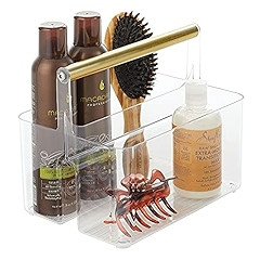 mDesign Plastic Portable Storage Organizer Utility Caddy Tote, Divided Basket Bin - Metal Handle ... | Amazon (US)