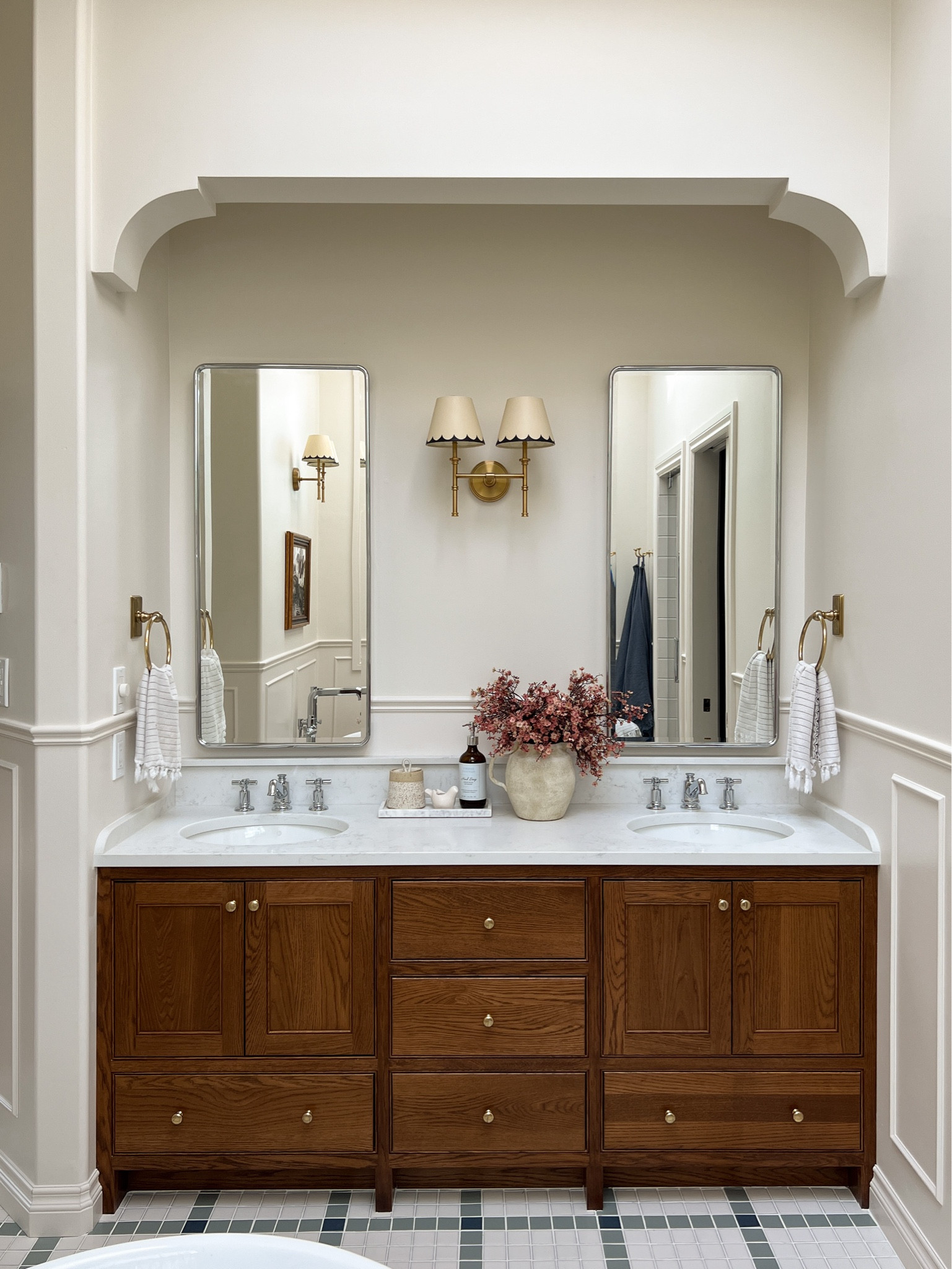 Bathroom styling, faux florals, vase, hardware 

#LTKHome