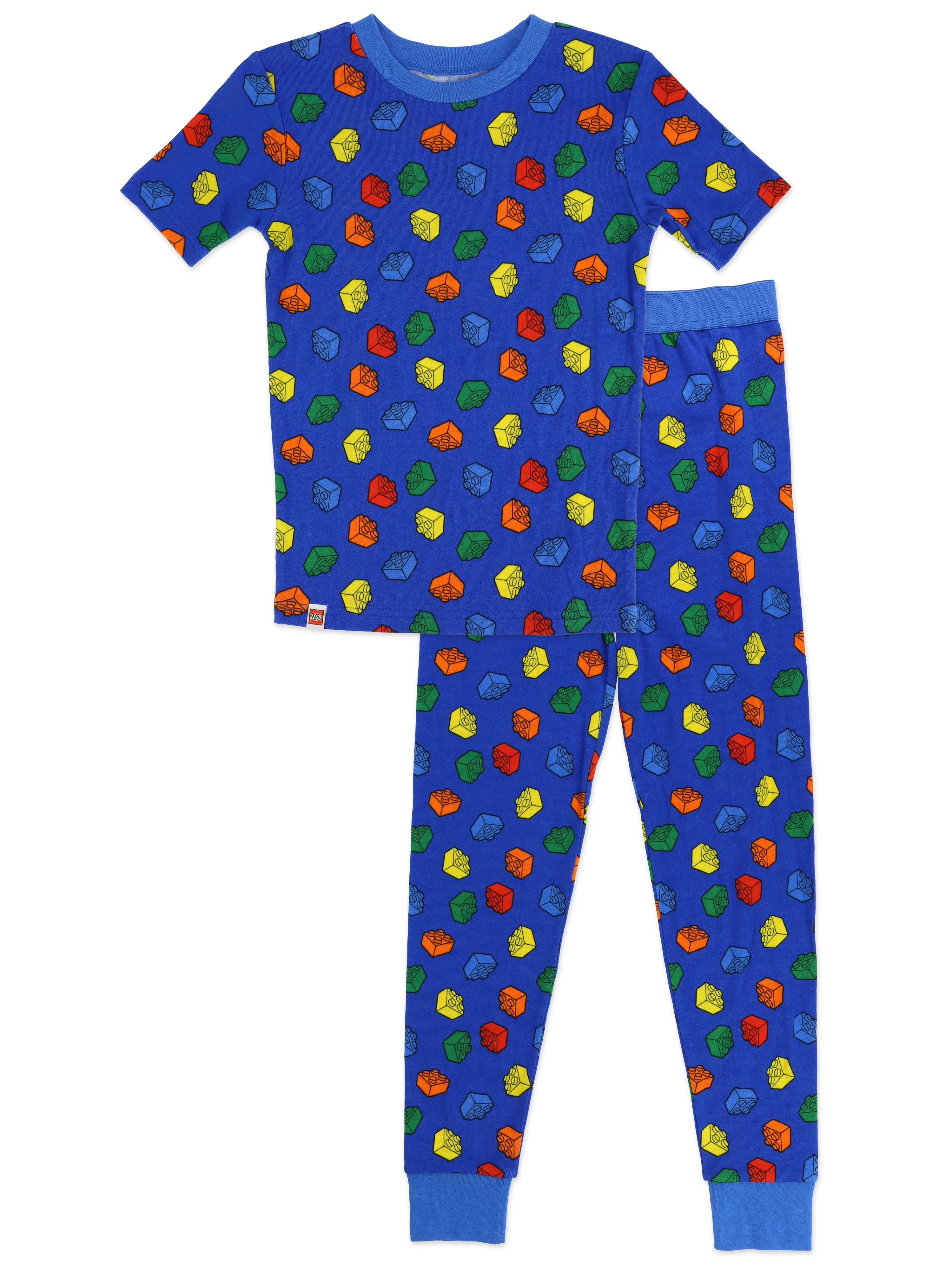 Lego Boys Iconic Brick Allover Graphic Short Sleeve & Pant Snug Fit Pajama Set, 2 Piece, Sizes 4-... | Walmart (US)
