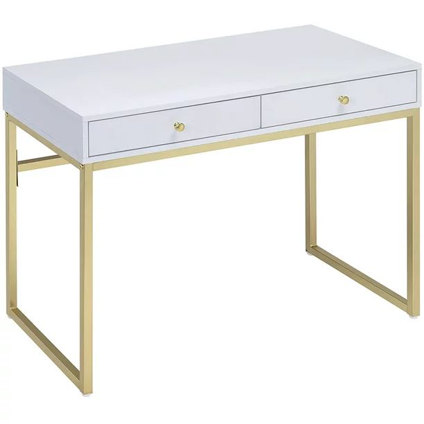 Acme Furniture Coleen Desk, White and Brass - Walmart.com | Walmart (US)