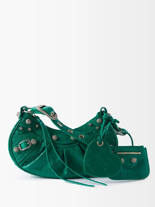 Balenciaga - Le Cagole Xs Croc-effect Leather Shoulder Bag - Womens - Green | Matches (US)
