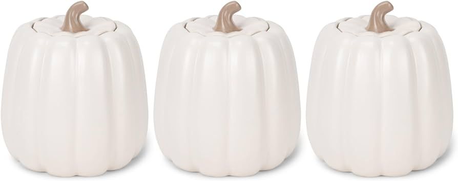 Nat & Jules Pumpkin 6 x 6 Ceramic Canisters Set of 3, White | Amazon (US)