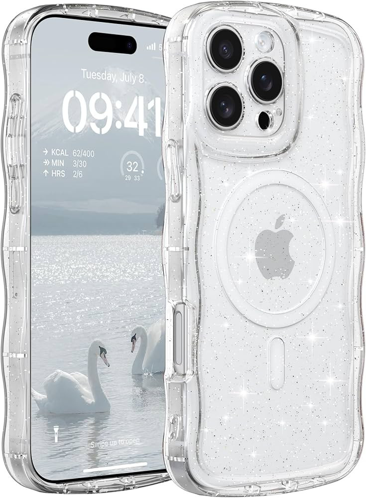 FABSPARK Case for iPhone 16 Pro Max,Compatible with MagSafe,Magnetic Clear Curly Wavy Frame Wave ... | Amazon (CA)
