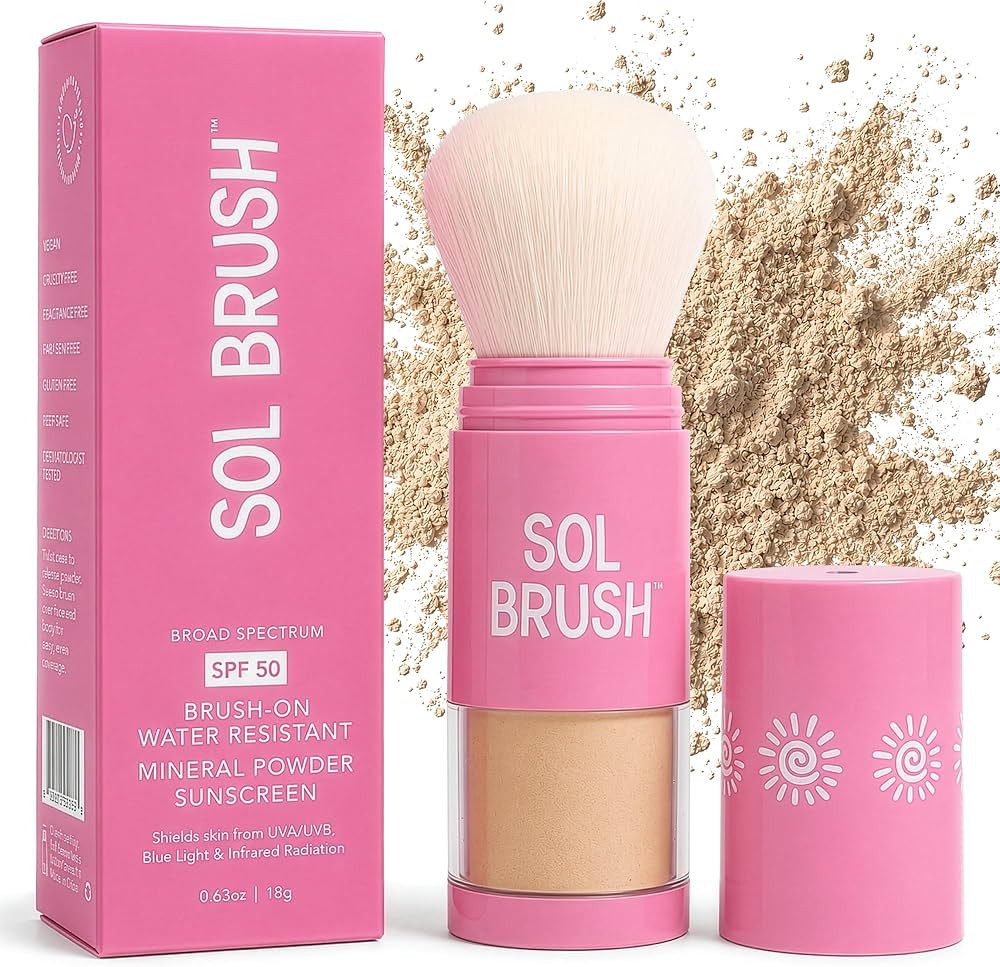 SPF 50 Mineral Sunscreen Powder, Broad Spectrum UVA/UVB Protection Sunscreen, Mess Free Brush On ... | Amazon (US)