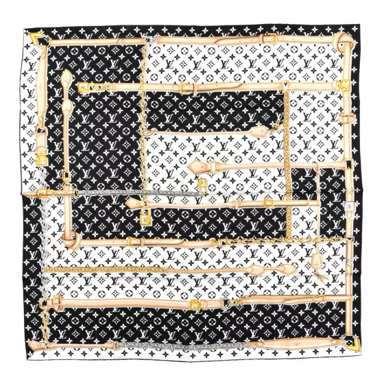 Louis Vuitton Silk Monogram Confidential Square Scarf Black