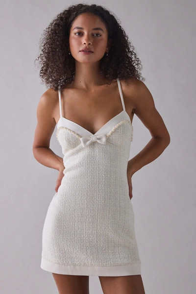 LoveShackFancy Florencio Bow Detail Tweed Mini Dress | Urban Outfitters (US and RoW)