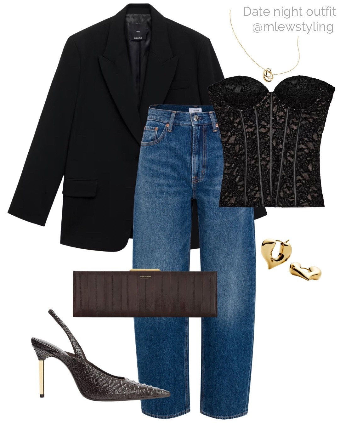 Date night outfit inspo❤️‍🔥

Tags: Valentine’s Day, drinks with friends, black blazer, barrel leg jeans, Zara heels, ysl evening bag, bustier top, gold heart earrings, capsule wardrobe 

#LTKSeasonal #LTKValentine #LTKootd