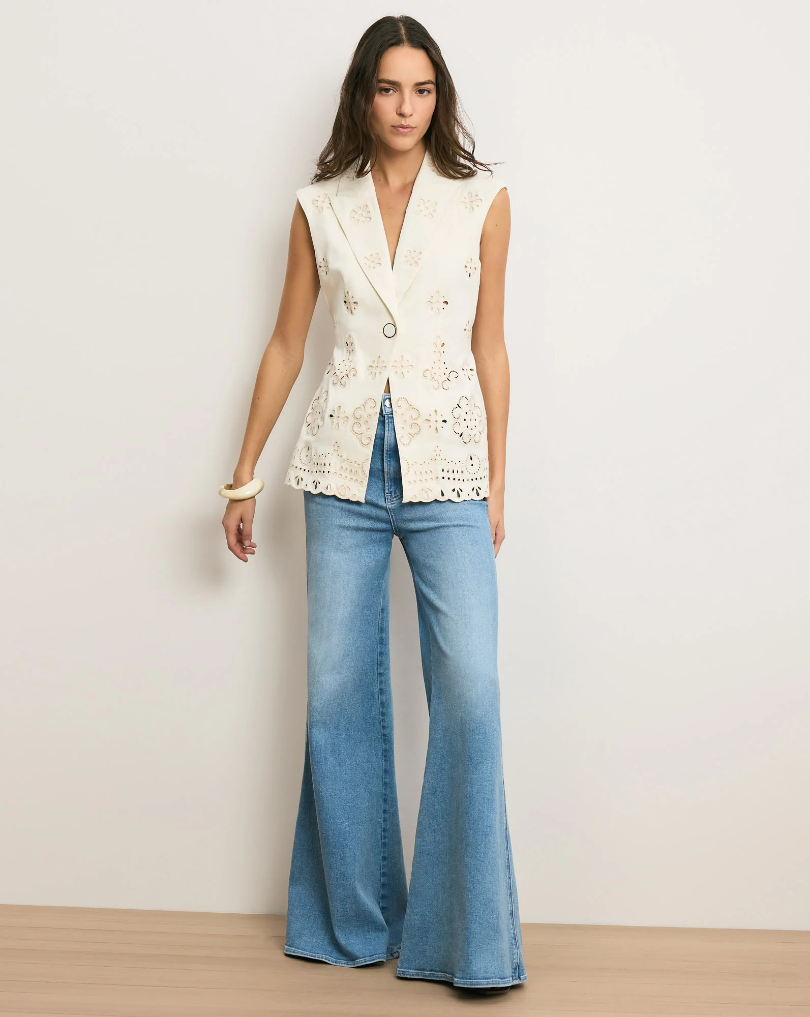 Townes Eyelet Vest in Dove | Veronica Beard | Veronica Beard
