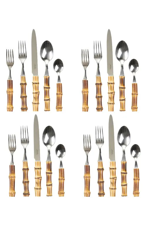 Juliska Bamboo 20-Piece Flatware Place Setting in Silver/bamboo Natural at Nordstrom | Nordstrom