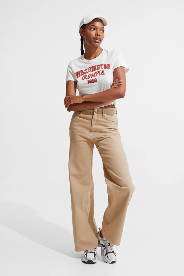 Wide-leg Twill Pants | H&M (US + CA)