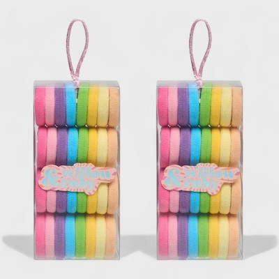 Willow & Ruby 2-Pack Elastic Hair Ties for Girls - Soft, No-Damage Hair Bands, Multicolor Pack, 6... | Target