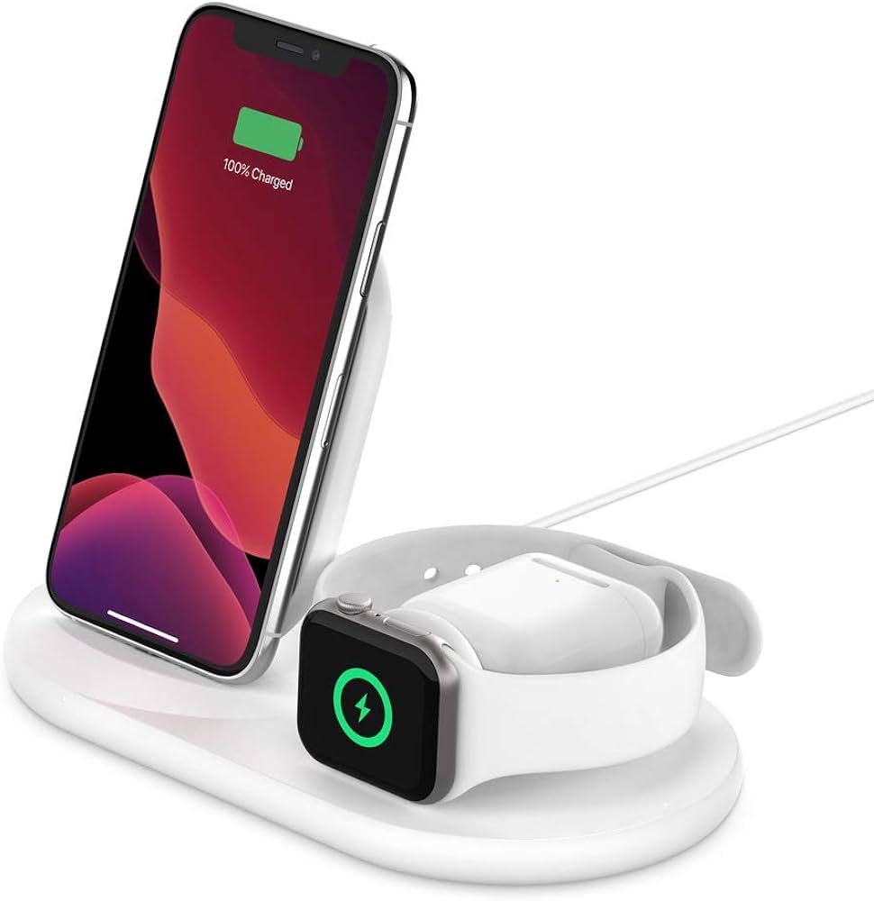 Belkin 3-in-1 Fast wireless charging Stand for iphone, Apple Watch & AirPods - iphone Case Compat... | Amazon (US)