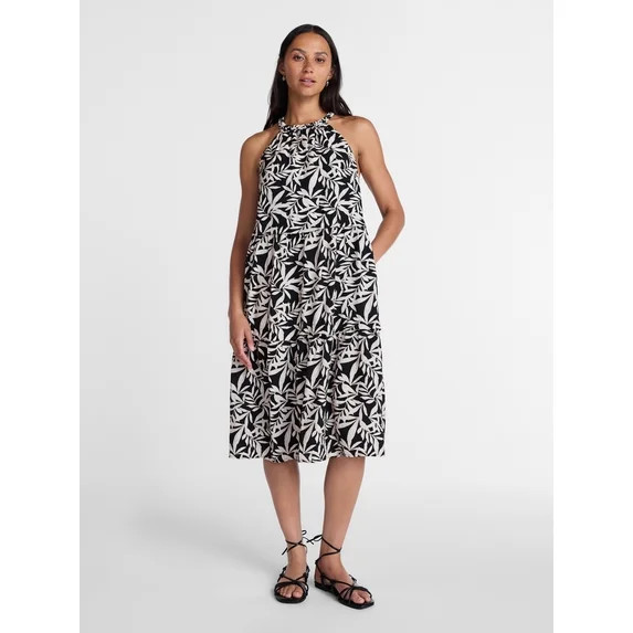 Time and Tru Women's Braided Halter Midi Dress, Sizes XS-XXXL | Walmart (US)