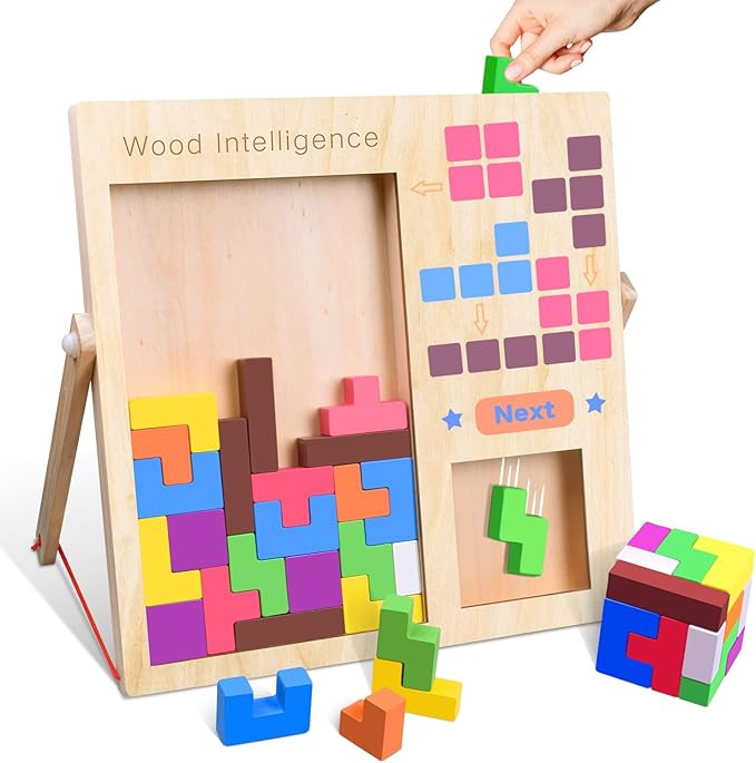 FFTROC Wooden Puzzles for Kids Ages 4-8 8-10 Thick Colorful 3D Russian Blocks and Brain Teaser Ta... | Amazon (US)