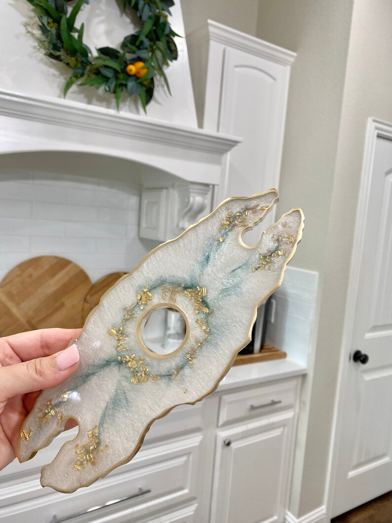 Geode Resin Wine or Champagne Butler, Caddy. Moonstone With Emerald. Bottle Holder, Housewarming ... | Etsy (US)