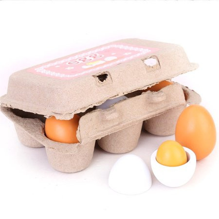 6pcs Set Wooden Eggs Yolk Pretend Play Kitchen Food Cooking Kids Toy Novel Gifts | Walmart (US)