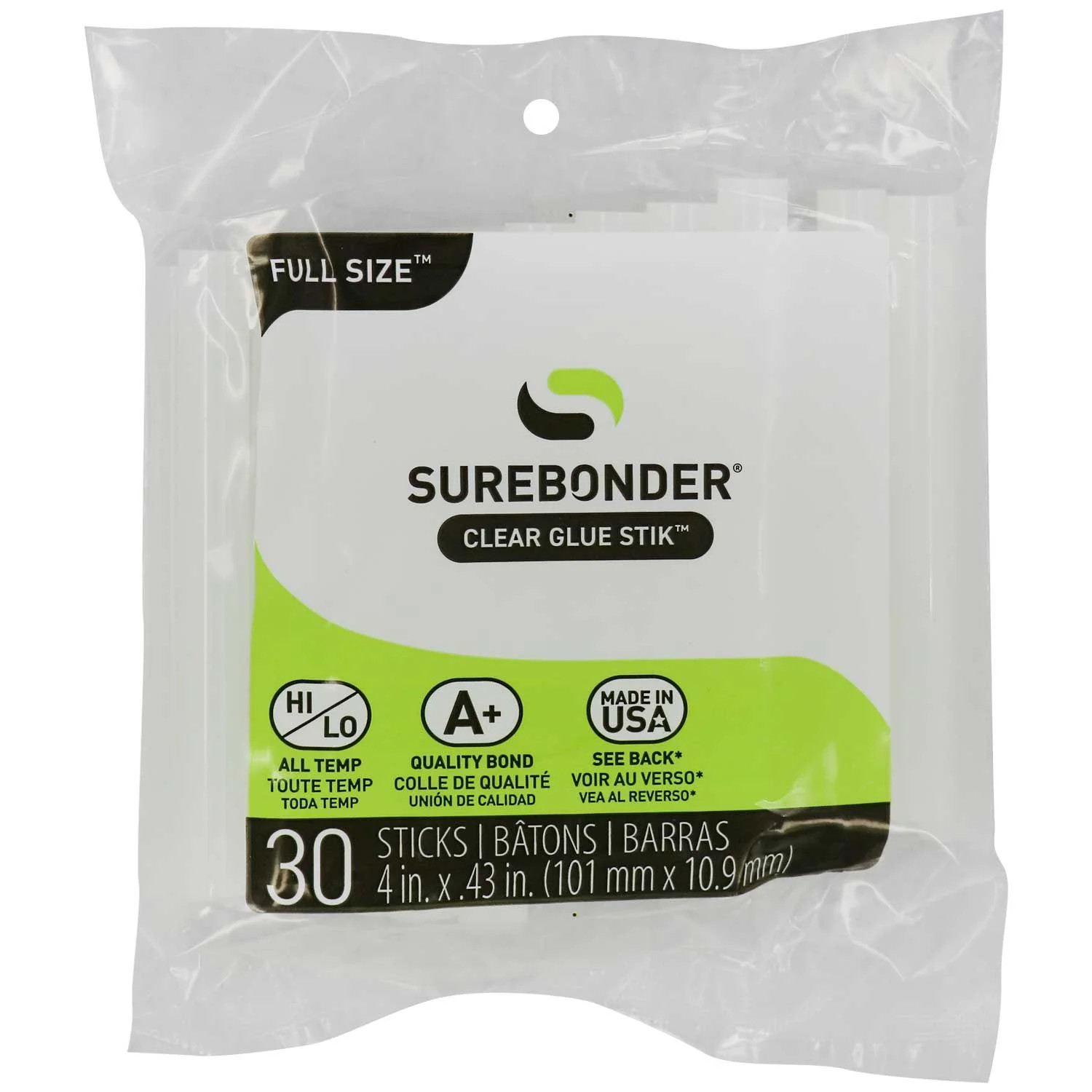 Surebonder All Purpose Clear 4-inch Full Size Hot Glue Sticks - 30 Pack | Walmart (US)
