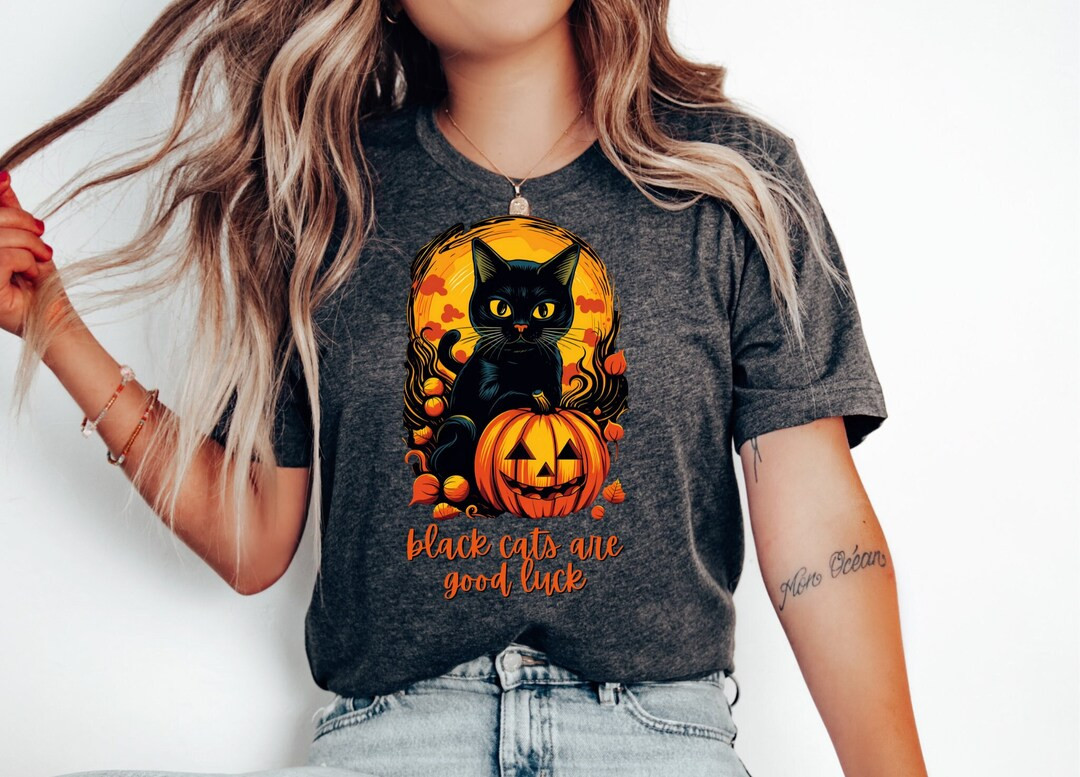 Black Cats Are Good Luck Halloween Shirt Halloween Shirt - Etsy | Etsy (US)