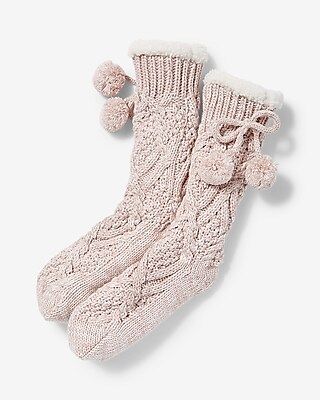 Express Womens Cable Knit Slipper Socks | Express
