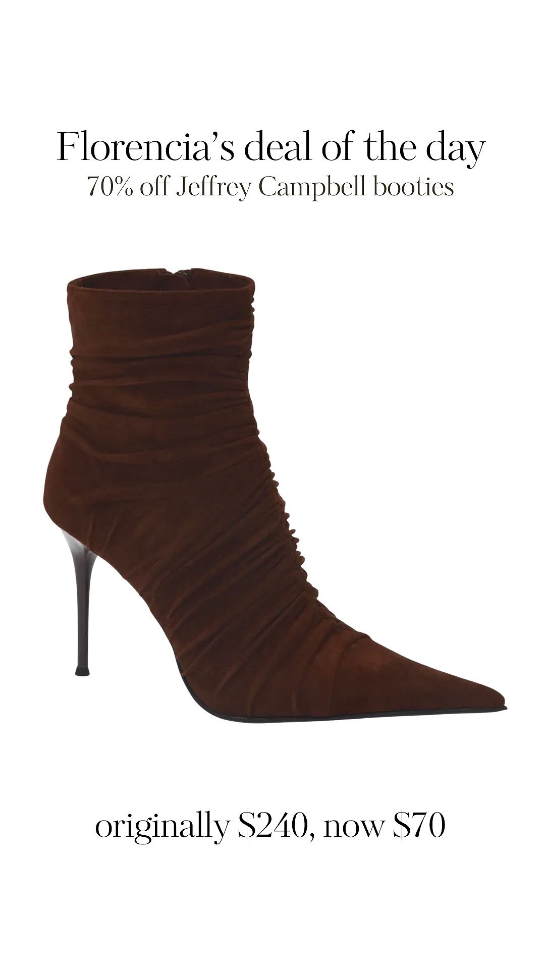 Good evening ladies! Happy Friday🫶🏽🫶🏽

I wanted to share this deal of the day before it sells out, Jeffrey Campbell boots are more of a midtier piece (in the realm of brands like SCHUTZ and Tony Bianco),

Price point at $200 plus- I found this gorgeous pair for 70% off on Nordstrom rack, but there are only a few pieces left🥲

I thought the deal was worth posting anyway cause it’s such a high discount!!🤩

#LTKSpringSale