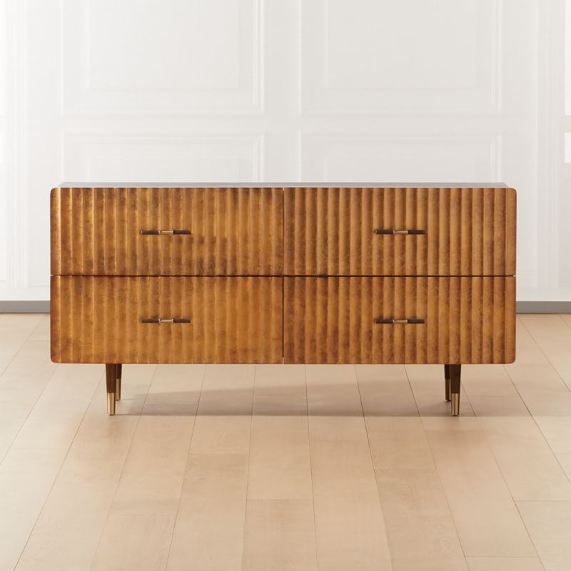 Crimped Gold Leaf Low Dresser + Reviews | CB2 | CB2