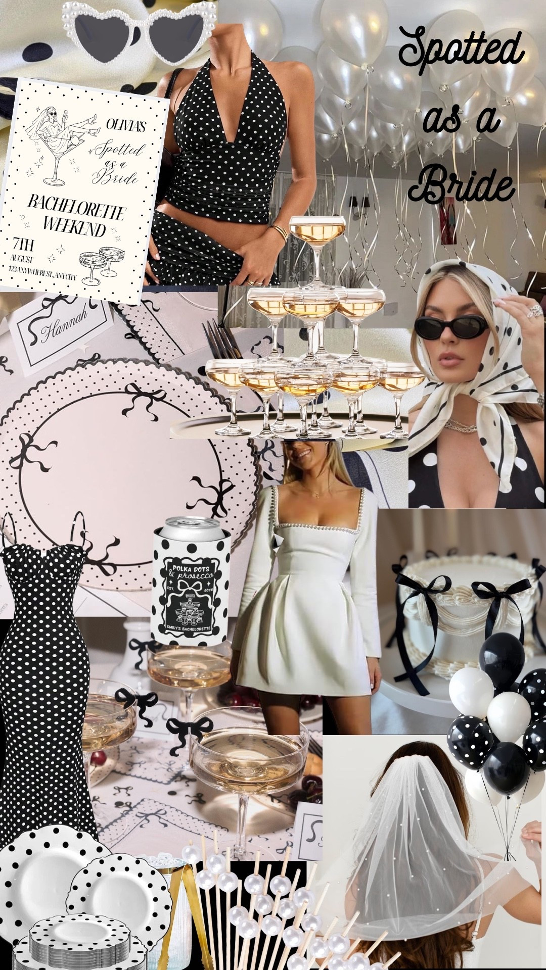 Spotted as a Bride bachelorette theme! Love this unique party theme idea that ties in the popular polka dots of the summer! 

#polkadot #spots #summer #travel #vacation #elegant #bride #bridal #bridesmaids #oldmoney #ideas #champagne #dresses #dress #ribbon

#LTKootd #LTKWedding #LTKgrwm