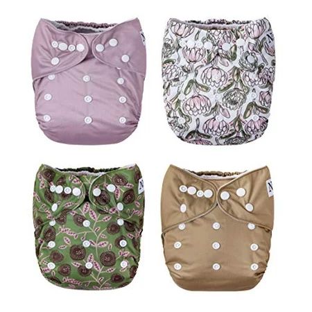 Meadow 4-Pack Cloth Pocket Diapers with 4 Bamboo Inserts | Walmart (US)